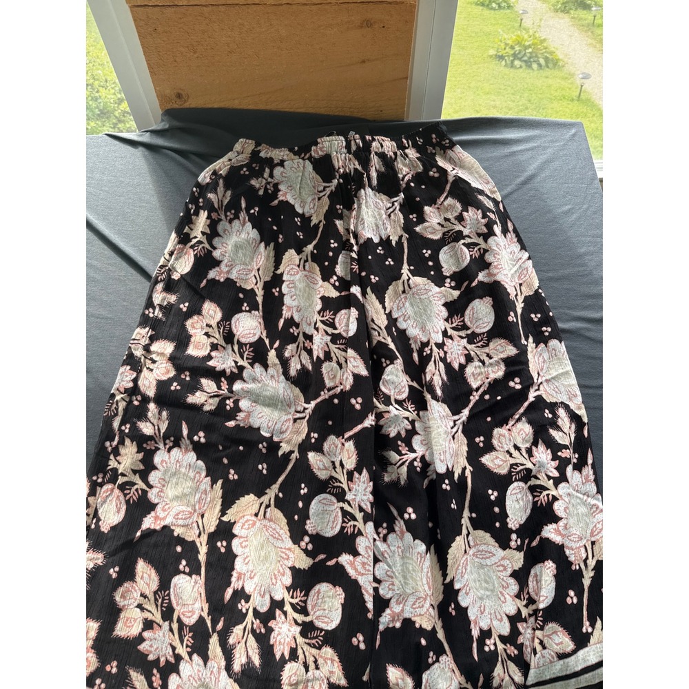 Rachel Zoe Black Floral Wide Leg Palazzo Pants Gauze Drawstring Medium NWT - Picture 6 of 6
